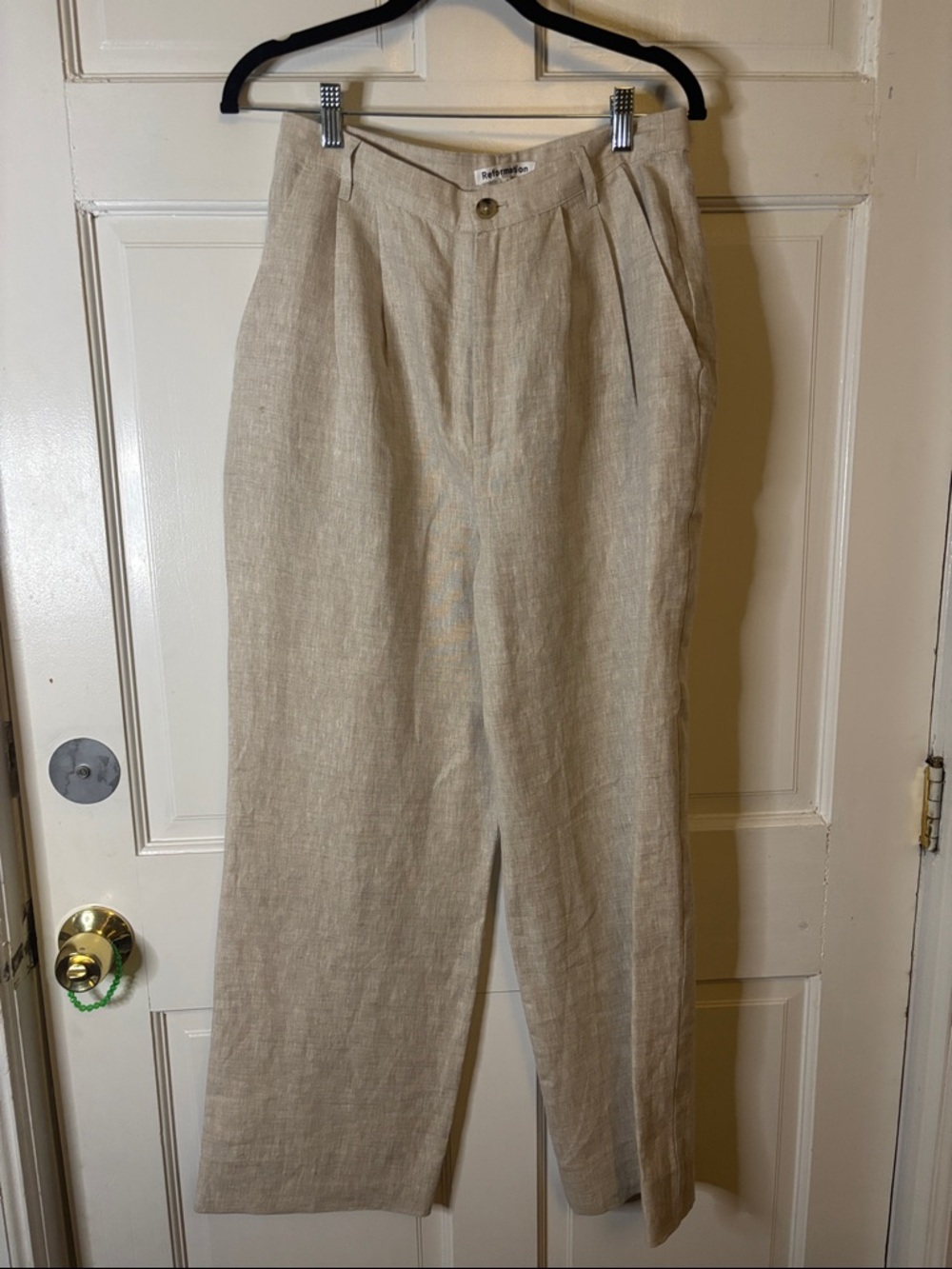 Reformation Natural Beige Linen Chinos
